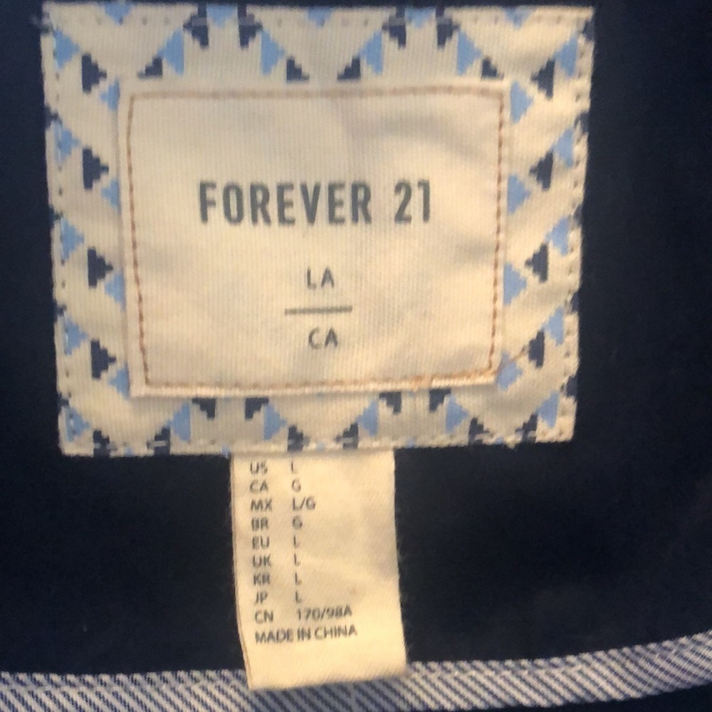 Forever 21 NWT Navy crop jacket with 3/4sleeves & button closure Size Large - Picture 8 of 11